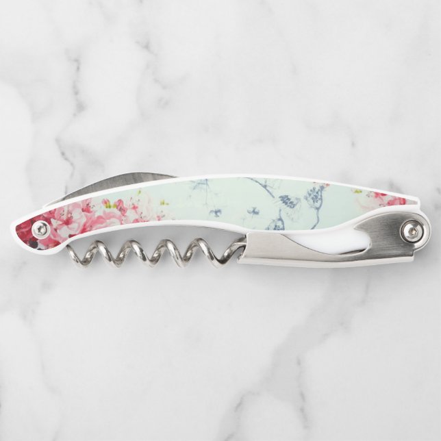 Sacacorchos Mariposa del Jardín de primavera Borgoña Floral Bl (Reverso)