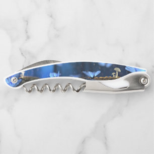 Sacacorchos Mariposa índigo y bosque de champiñones