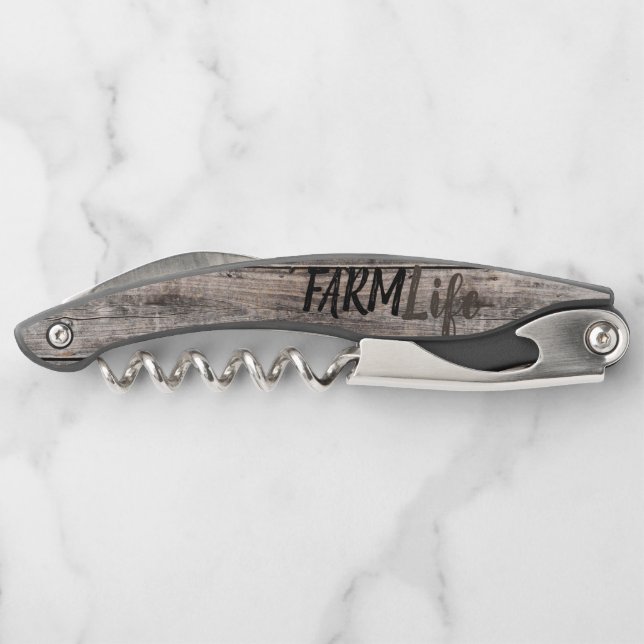 Sacacorchos moda rústica GRANJA VIDA en escritura (Reverso)