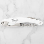 Sacacorchos Modern Script Personalized Bridesmaid<br><div class="desc">Add a personal touch to your wedding with personalized bridesmaid gift. This design features personalized bridesmaid's name in grey modern script font style and monogram in light grey modern script font style as background with title in grey modern sans serif font style on white background. Also perfect for maid of...</div>