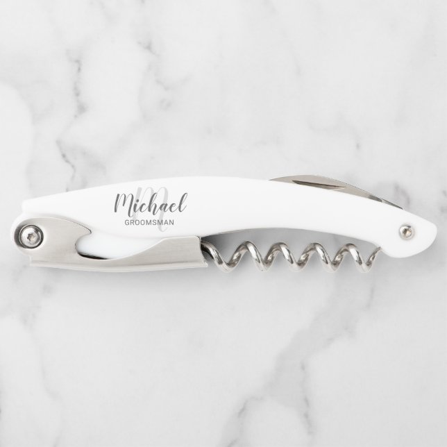 Sacacorchos Modern Script Personalized Groomsman (Anverso)