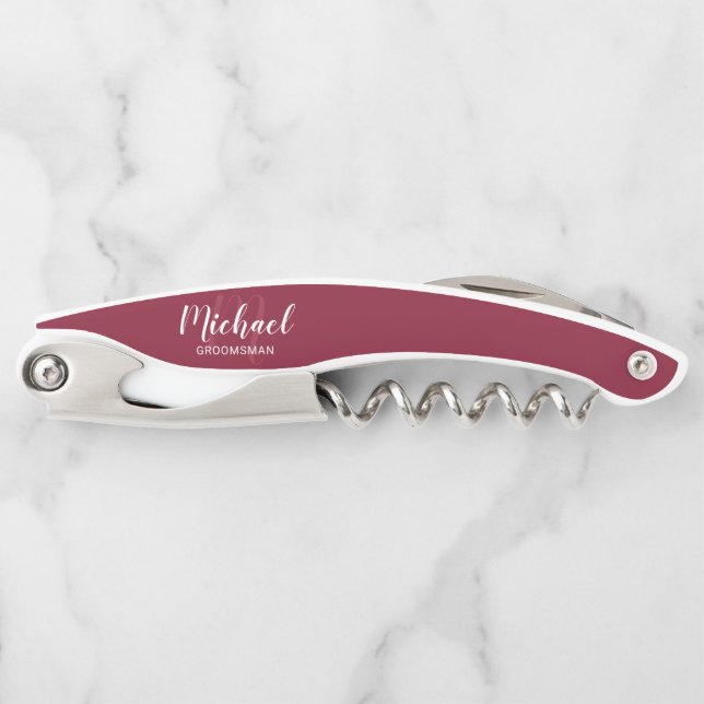 Sacacorchos Modern Script Personalized Groomsman (Anverso)