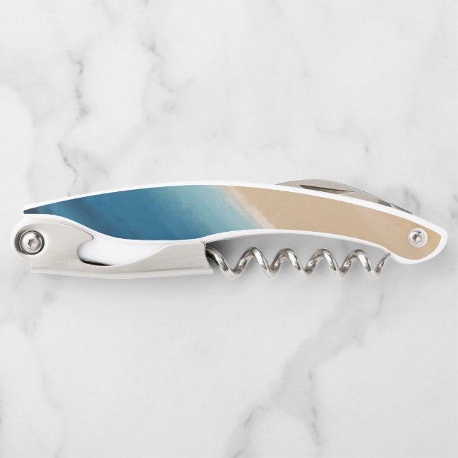 Sacacorchos Moderna acuarela Gold Blue Beach (Anverso)