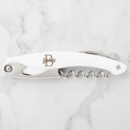 Sacacorchos Moderno y elegante nombre de monograma Black Gold