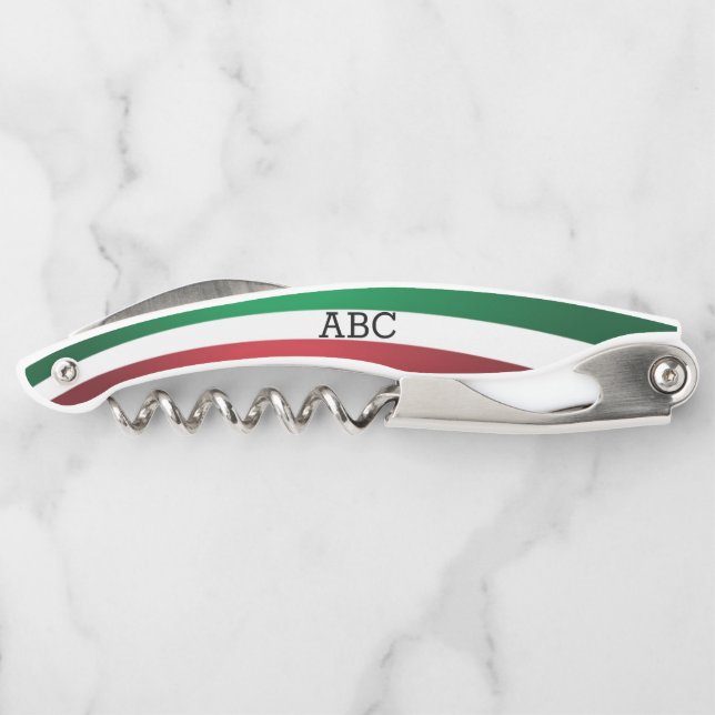 Sacacorchos Monograma de la bandera italiana (Reverso)