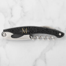 Monograma de letra script floral negro elegante