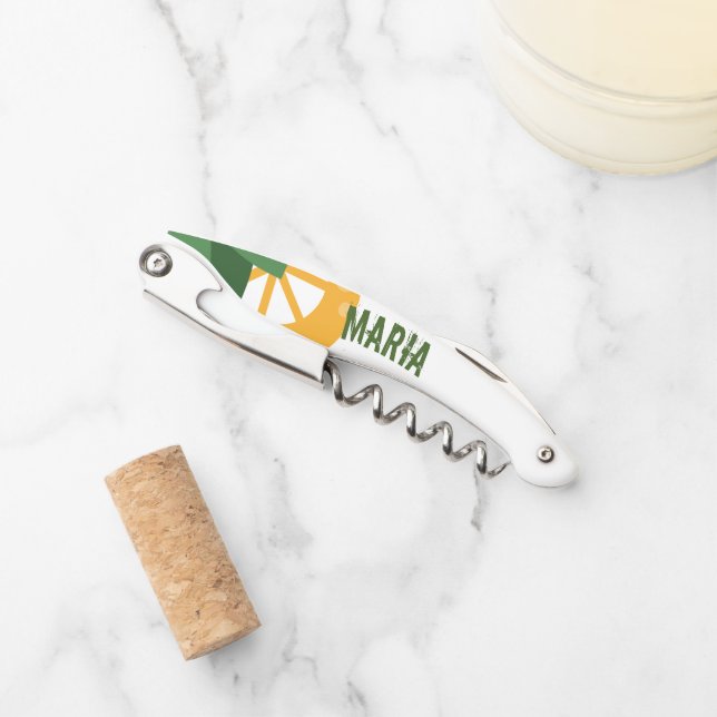 Sacacorchos Monograma de limón y hojas (Anverso)