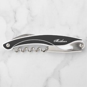 Sacacorchos Monograma de Personalizado negro masculino