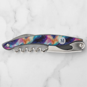 Sacacorchos Monograma de textura purpurina agate estético colo