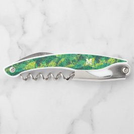 Sacacorchos Monograma moderno patrón de palma tropical