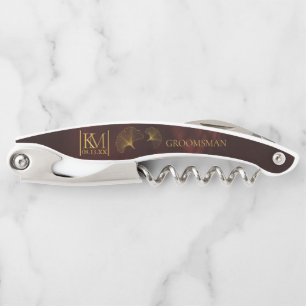 Sacacorchos Moonlight Romance Boda Groomsman Burgundy ID881
