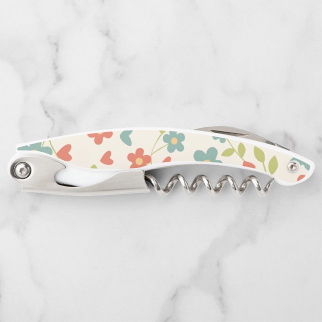 Sacacorchos Muelle de Corktornillo del patrón de flores (Anverso)