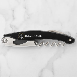 Sacacorchos Nautical Bote Name Anchor Black Gold