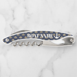 Sacacorchos Nombre del barco Anchor Blue Gold Seashell Nautica