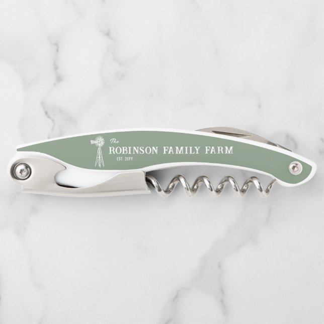 Sacacorchos Nombre Familiar Granja Rústico Molino de viento Sa (Anverso)