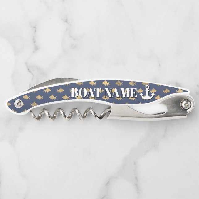 Sacacorchos Nombre moderno del barco Anchor Blue Gold Pescado  (Reverso)