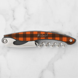 Sacacorchos Orange and Black Checker