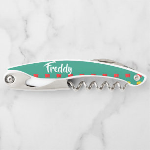 Sacacorchos Papas fritas de nombre personalizado en verde azul