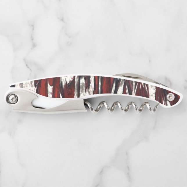 Sacacorchos Patrón abstracto rojo radiante (Anverso)