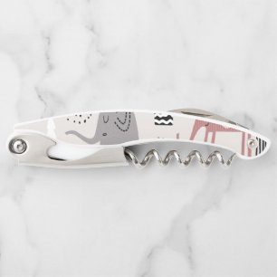 Sacacorchos patrón con elefantes lindos y gigantes