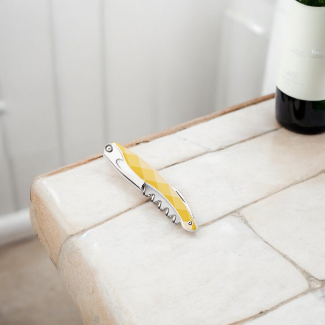 Sacacorchos Patrón de forma Rhombus de sombra amarilla (Corkscrew Bottle Opener)