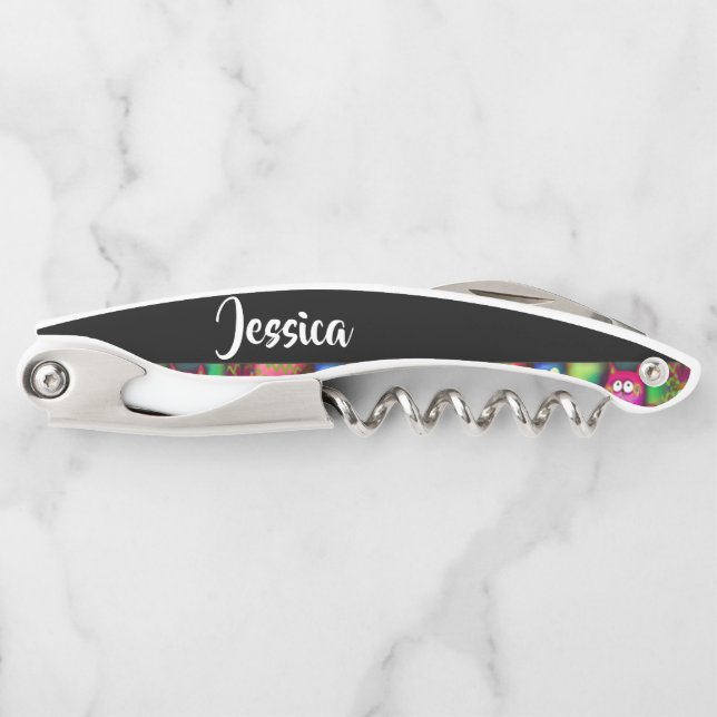 Sacacorchos Patrón de gatos gradientes coloridos (Anverso)