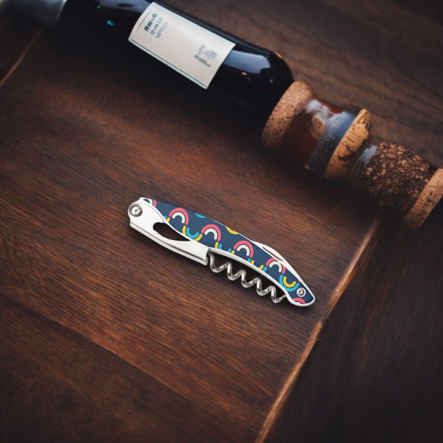 Sacacorchos Patrón de semicírculo multicolor (Corkscrew Bottle Opener)