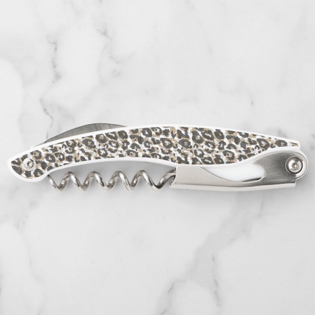 Sacacorchos Patrón elegante de impresión de animales leopardo  (Reverso)