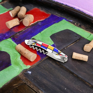 Sacacorchos Patrón geométrico de cuadrados multicolor