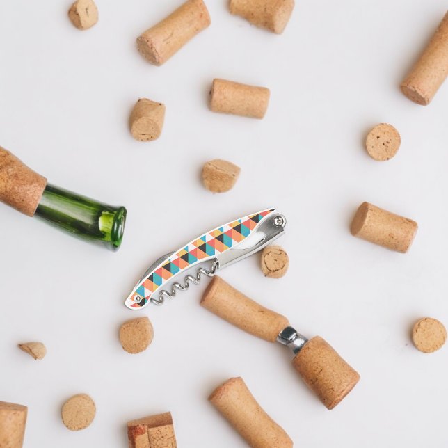 Sacacorchos Patrón triangular multicolor (Corkscrew Bottle Opener)