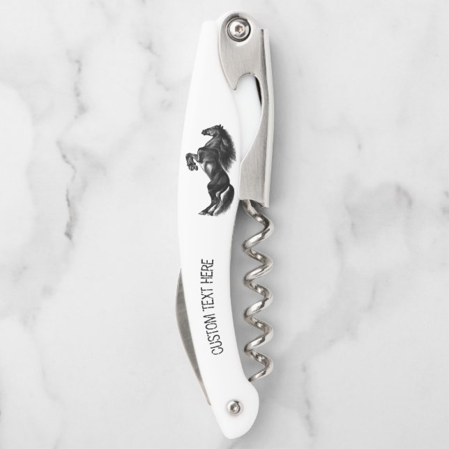 Sacacorchos Personalizado de caballo salvaje vertical  de text (Reverso)