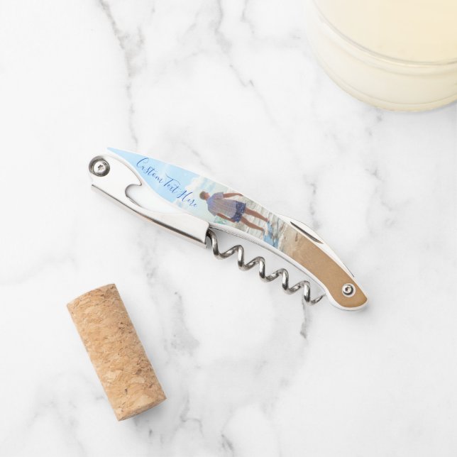 Sacacorchos Personalizado de fotos Texto de camarero a sus fot (Anverso)