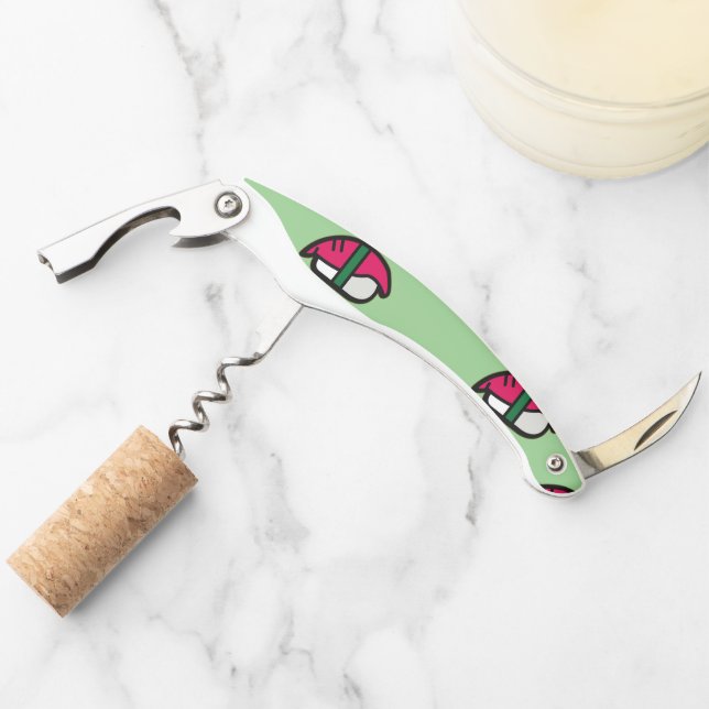 Sacacorchos Personalizado Kawaii Sushi, Arroz de Pescado y Wai (Anverso)