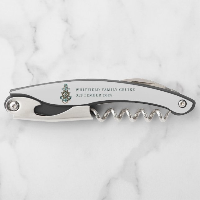 Sacacorchos Personalizado Nautical Anchor Family Cruise (Anverso)