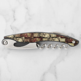 Sacacorchos Piezas rectangulares talladas y manchadas, rojas d