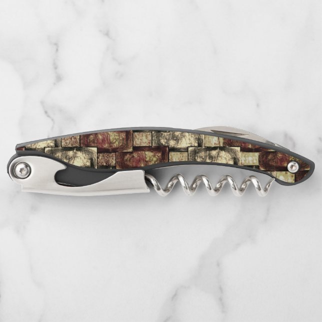 Sacacorchos Piezas rectangulares talladas y manchadas, rojo do (Anverso)