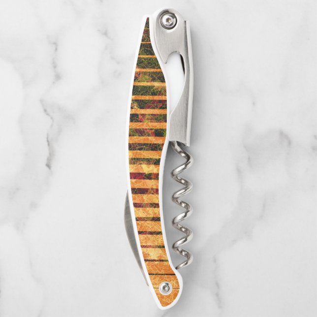 Sacacorchos Raras rayas naranjas y pequeños cuadrados en línea (Reverso)