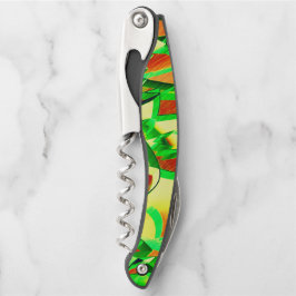 Sacacorchos Rasgos verdes sobre la imagen roja con llovizna