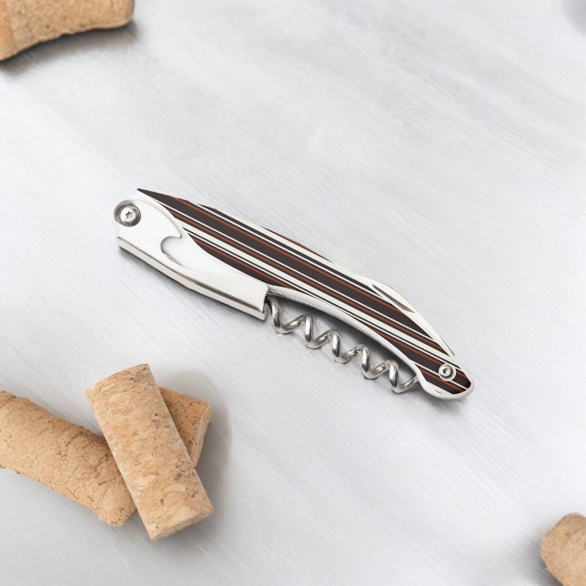Sacacorchos Rayas marrones de chocolate oscuro (Corkscrew Bottle Opener)