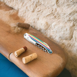 Sacacorchos Rayas rojas y amarillas entre tonos azules