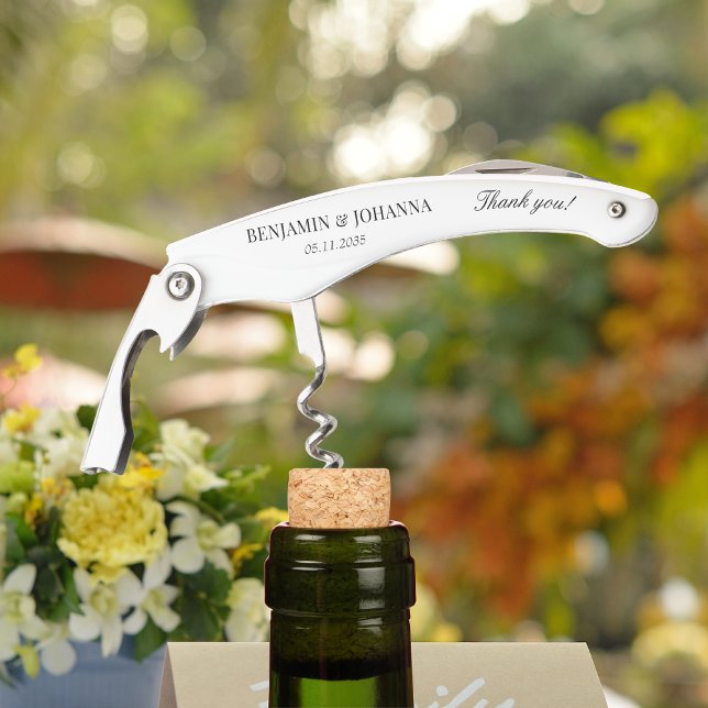 Sacacorchos Recuerdos de agradecimiento de boda elegantes pers (Elegant Wedding Thank You Guest Favors Custom Waiter's Corkscrew
)