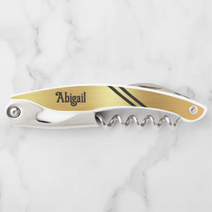 Sacacorchos Relieve metalizado dorado Dos franjas de acento ne