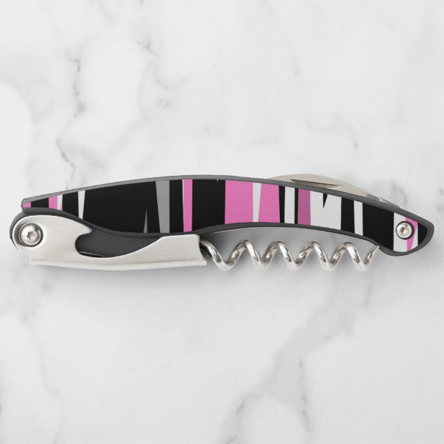 Sacacorchos Resumen blanco y negro rosado (Anverso)