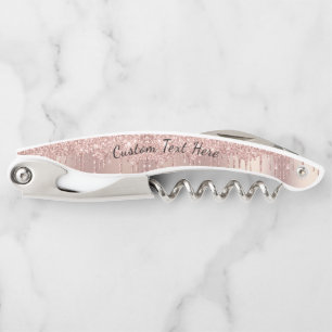 Sacacorchos Rosa Personalizado de oro Nombre de texto Corkbolt