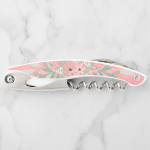 Sacacorchos rosa y verde floral