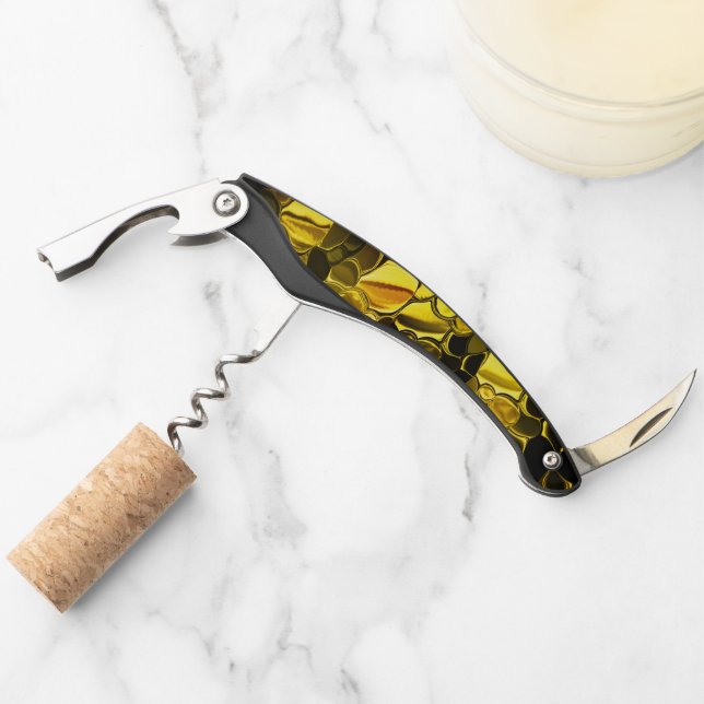 Sacacorchos Semicírculos dorados o amarillos. (Anverso)