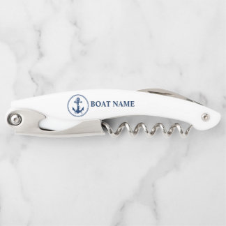 Sacacorchos Su nombre de barco Classic Rope & Anchor on White