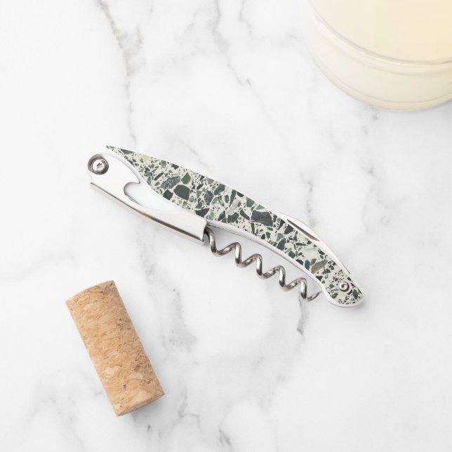 Sacacorchos Terrazzo verde moderno (Anverso)