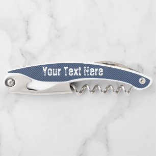 Sacacorchos Texto falso azul denim Waiter Personalizado Corkbo