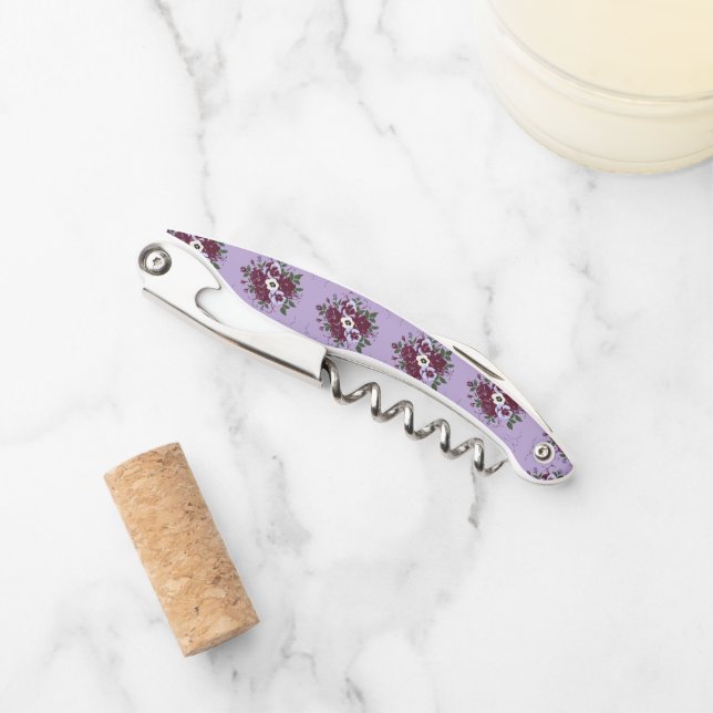 Sacacorchos Tire-bouchon de Sommelier - Motif Floral Violet (Anverso)